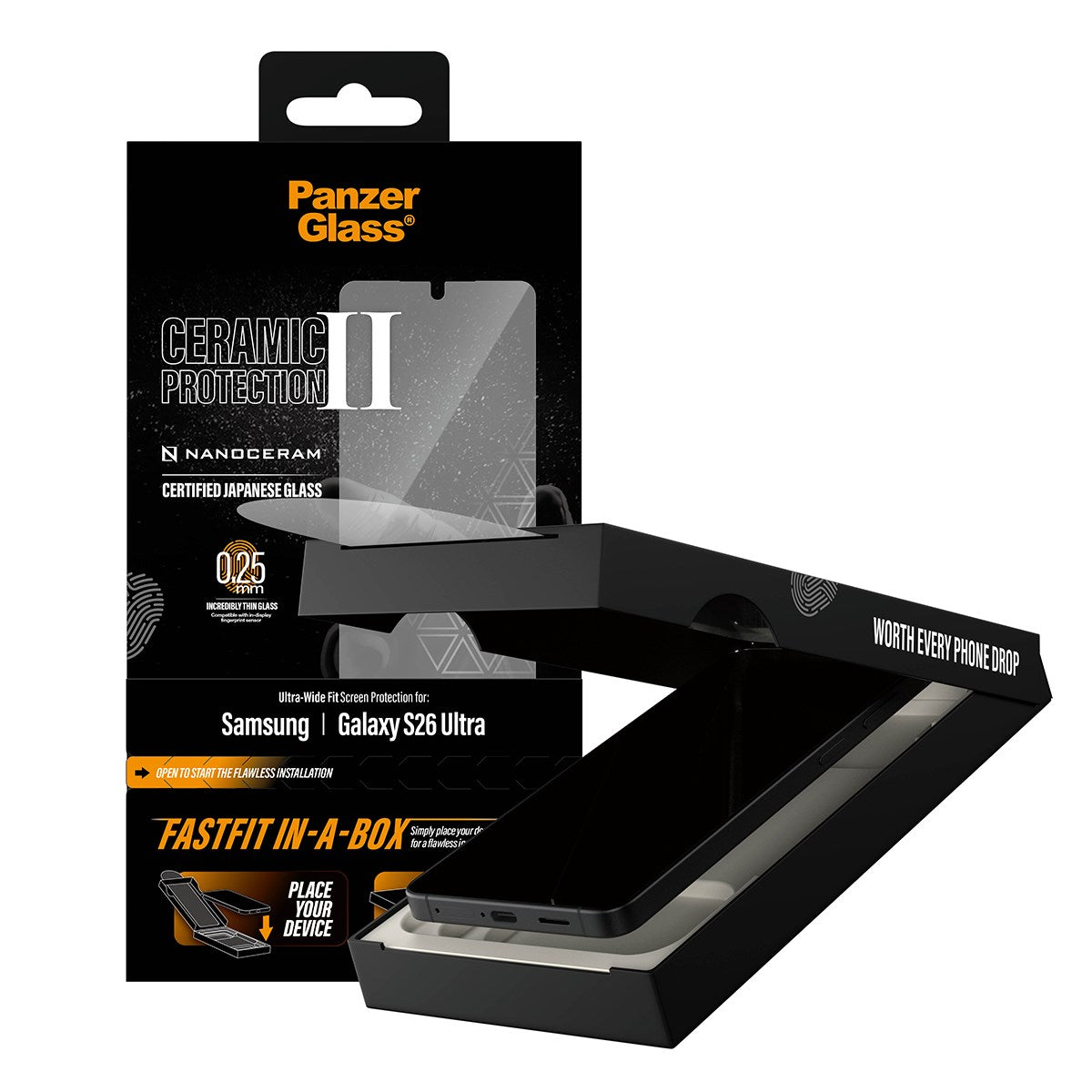 PanzerGlass® Ceramic Displayshutz Samsung Galaxy S26 Ultra | Ultra-Wide Fit m. FASTFIT IN-A-BOX